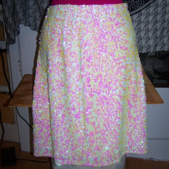 Unbranded White Sequin Skirt Sz M/L - Picture 1 of 7